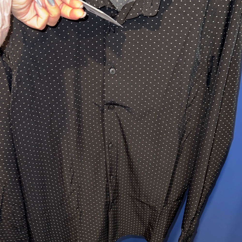 Denim & Flower- NWT  Black Polka Dot Button Down Shirt Size Large - Picture 12 of 15